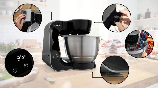 Кухненски робот Bosch MUM5XC66, Food processor with scale, MUM5, 3D Planetary Mixing, 1000 W, 7-speed, add. Meat grinder, Juicer, Bottle with a capacity of 0.5 l for smoothies, Black
