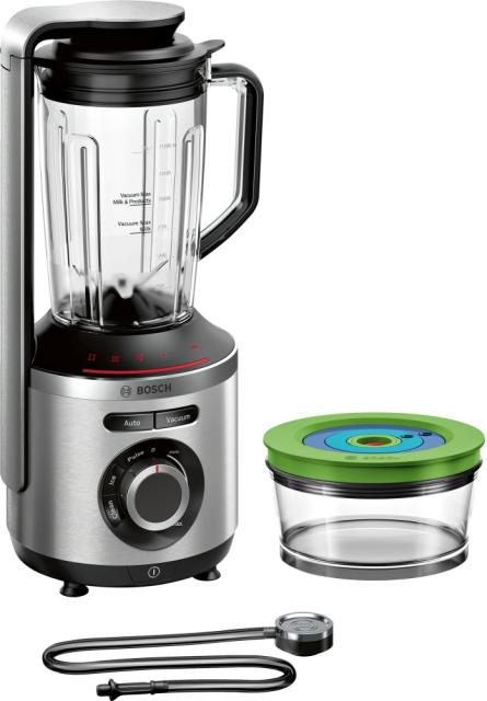 Блендер Bosch MMBV622M, VitaMaxx, Vacuum blender, 1000 W, Glass container 1.5l, Vacuum box (0.75l), Silver