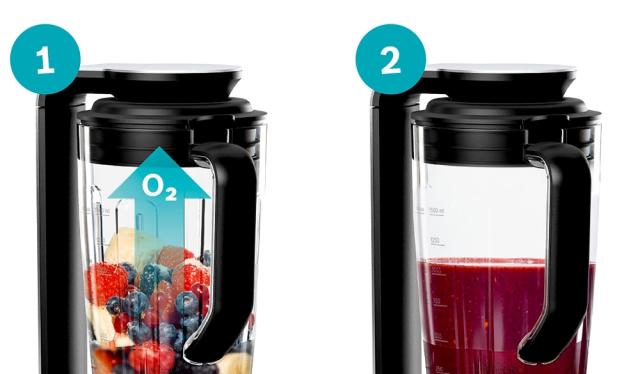 Блендер Bosch MMBV622M, VitaMaxx, Vacuum blender, 1000 W, Glass container 1.5l, Vacuum box (0.75l), Silver