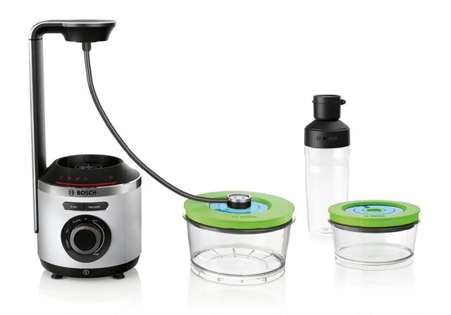 Блендер Bosch MMBV625M, VitaMaxx, Vacuum blender, 1000 W, Glass container 1.5l, Vacuum ToGo bottle (0.5l) & 2 Vacuum boxes (1.5l and 0.75l), Silver