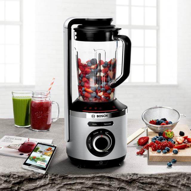 Блендер Bosch MMBV625M, VitaMaxx, Vacuum blender, 1000 W, Glass container 1.5l, Vacuum ToGo bottle (0.5l) & 2 Vacuum boxes (1.5l and 0.75l), Silver