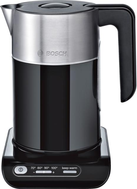 Електрическа кана Bosch TWK8613P, Plastic Kettle, Styline, 1.5 l, 1850-2200 W, 1.7 l, KeepWarm function up to 30 min, Black