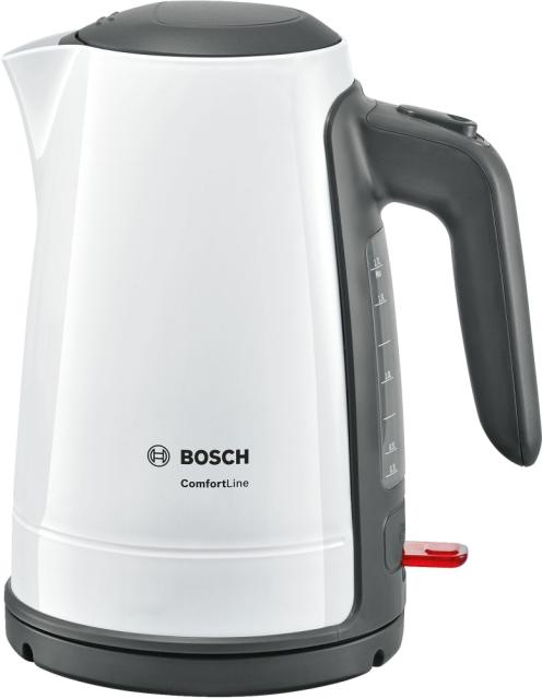 Електрическа кана Bosch TWK6A011, Plastic kettle, ComfortLine, 2000-2400 W, 1.7 l, OneCup function, White