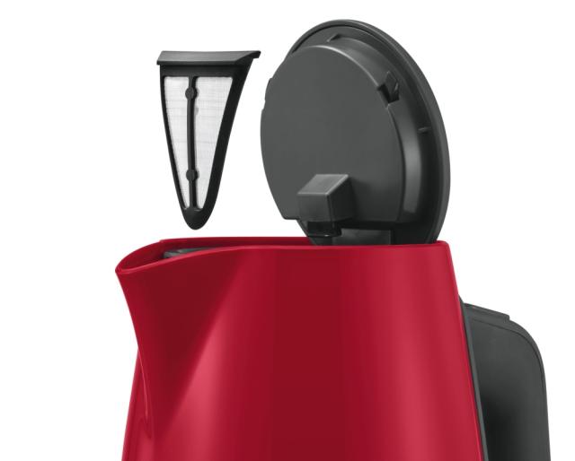 Електрическа кана Bosch TWK6A014, Plastic kettle, ComfortLine, 2000-2400 W, 1.7 l, OneCup function, Red