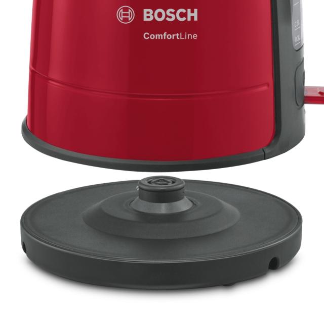 Електрическа кана Bosch TWK6A014, Plastic kettle, ComfortLine, 2000-2400 W, 1.7 l, OneCup function, Red