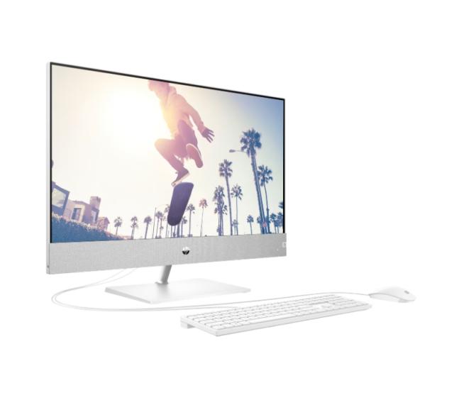Настолен компютър - всичко в едно HP Pavilion All-in-One 27-ca1000nu Snowflake White, Core i5-12400T(up to 4.2GHz/18MB/6C), 27" FHD AG IPS + 5MP Camera, 16GB 3200Mhz 2DIMM, 512GB PCIe SSD, WiFi ac 2x2 +BT 5, HP Keyboard & HP Mouse, Free DOS. 2Y Warra