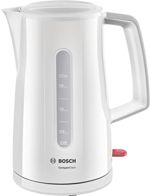 Електрическа кана Bosch TWK3A011, Plastic kettle, CompactClass, 2000-2400 W, 1.7 l, White