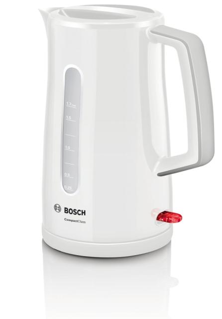 Електрическа кана Bosch TWK3A011, Plastic kettle, CompactClass, 2000-2400 W, 1.7 l, White