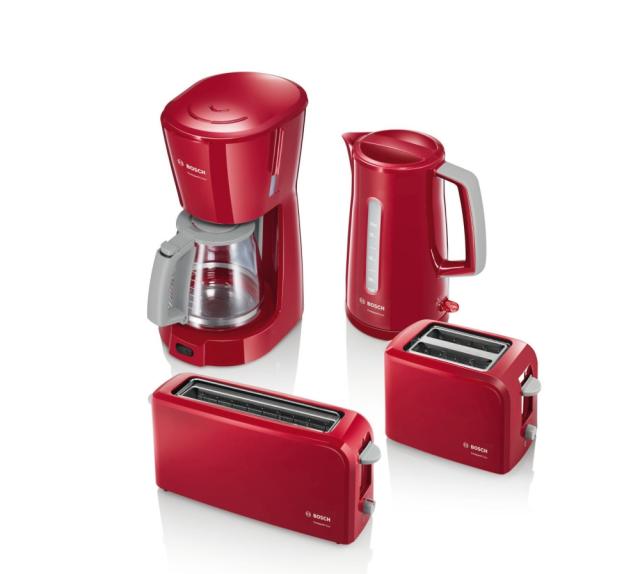 Електрическа кана Bosch TWK3A014, Plastic kettle, CompactClass, 2000-2400 W, 1.7 l, Red