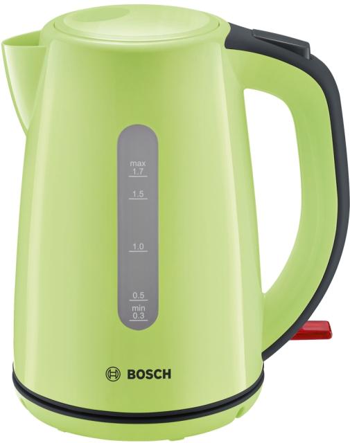Електрическа кана Bosch TWK7506, Plastic kettle, cordless, 1850-2200 W, 1.7 l capacity, automatic switch off, matcha green/black grey