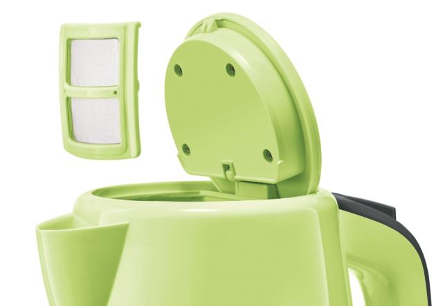 Електрическа кана Bosch TWK7506, Plastic kettle, cordless, 1850-2200 W, 1.7 l capacity, automatic switch off, matcha green/black grey