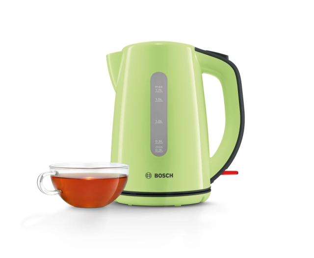 Електрическа кана Bosch TWK7506, Plastic kettle, cordless, 1850-2200 W, 1.7 l capacity, automatic switch off, matcha green/black grey