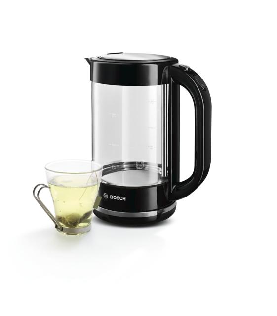 Електрическа кана Bosch TWK70B03, Glass kettle, 2000-2400 W, 1.7 l capacity, automatic switch off, glass/black