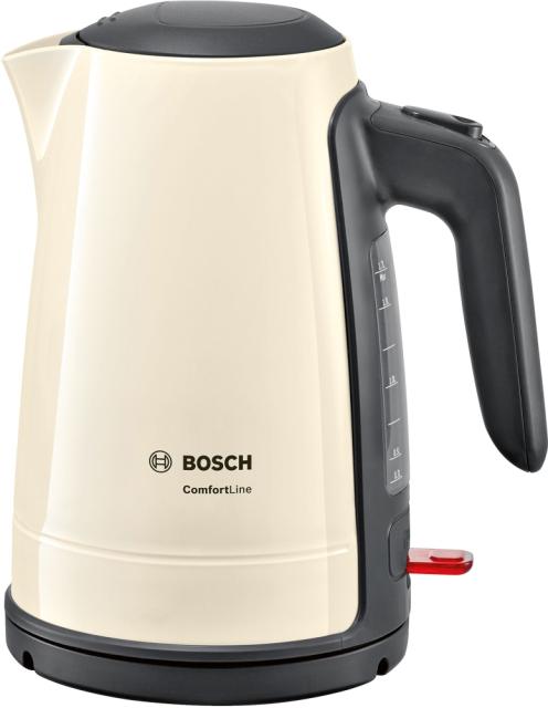 Електрическа кана Bosch TWK6A017, Plastic kettle, ComfortLine, 2000-2400 W, 1.7 l, OneCup function, Beige