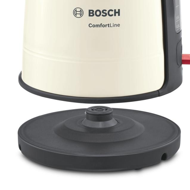 Електрическа кана Bosch TWK6A017, Plastic kettle, ComfortLine, 2000-2400 W, 1.7 l, OneCup function, Beige