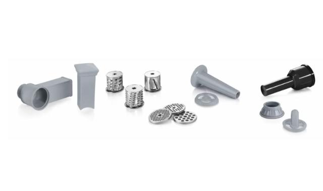 Месомелачка Bosch MFW68640, Meat mincer, ProPower, 800 W - 2200W, Discs: 3 / 4,8 / 8 mm, Sausage attachment, Kebbe attachment, Out: 4.3kg/min, Black, chrome