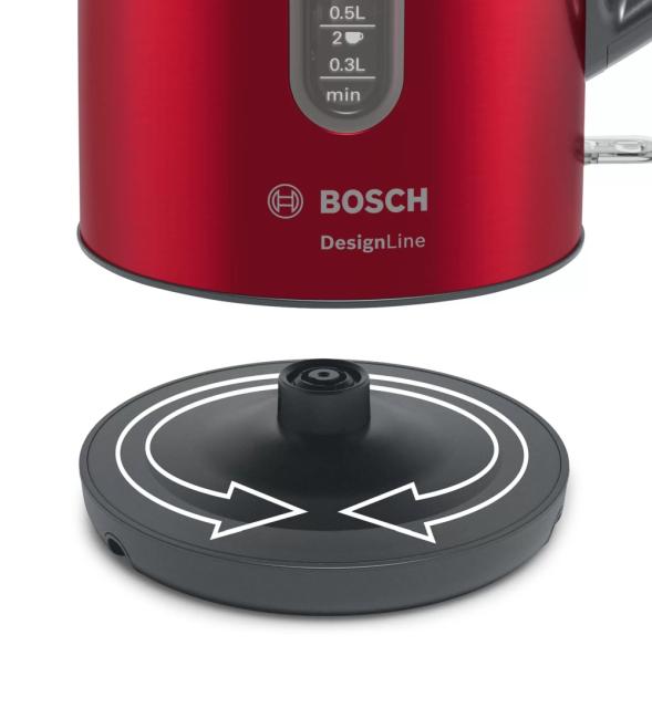Електрическа кана Bosch TWK4P434, Kettle, DesignLine, 2000-2400 W, 1.7 l,  OneCup function, Red