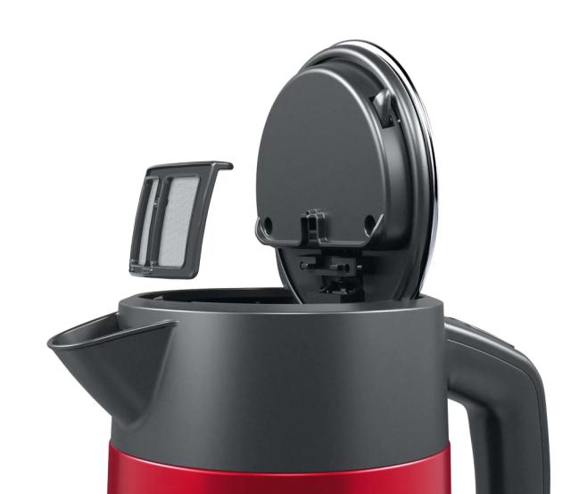 Електрическа кана Bosch TWK4P434, Kettle, DesignLine, 2000-2400 W, 1.7 l,  OneCup function, Red