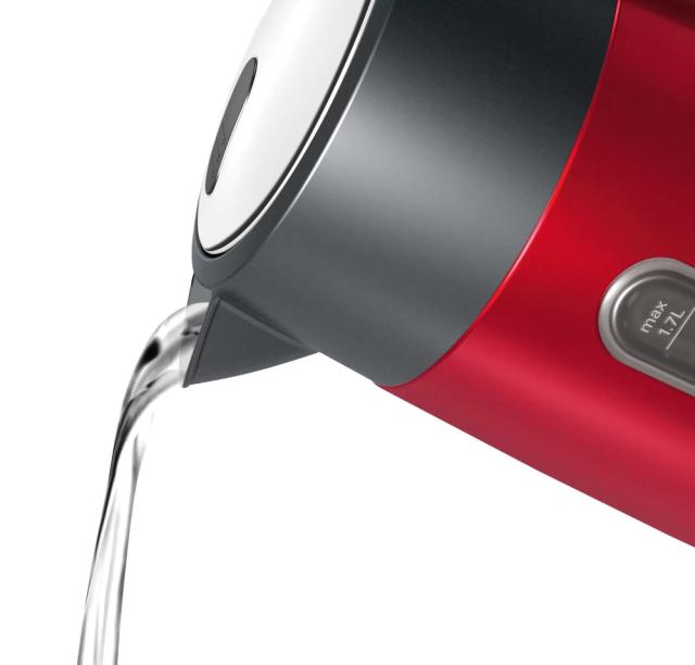 Електрическа кана Bosch TWK4P434, Kettle, DesignLine, 2000-2400 W, 1.7 l,  OneCup function, Red