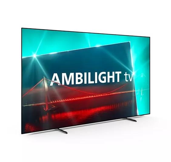 Телевизор Philips 55OLED718/12, 55" UHD 4K OLED 120Hz Ultra-low lag, 3840x2160, DVB-T/T2/T2-HD/C/S/S2, Ambilight, HDR10+, Google TV, Dolby Vision, Atmos, P5 Perfect/Al, 99%DCI/P3, 16GB, BT 5.0, HDMI 2.1, VRR, USB, Cl+, 802.11ac, Lan, G-Sync, Free Syn