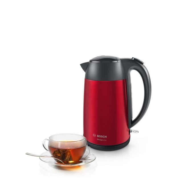 Електрическа кана Bosch TWK3P424, Kettle, DesignLine, 2000-2400 W, 1.7 l, Red