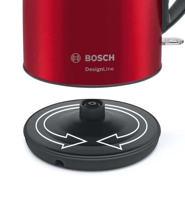Електрическа кана Bosch TWK3P424, Kettle, DesignLine, 2000-2400 W, 1.7 l, Red