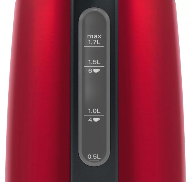 Електрическа кана Bosch TWK3P424, Kettle, DesignLine, 2000-2400 W, 1.7 l, Red