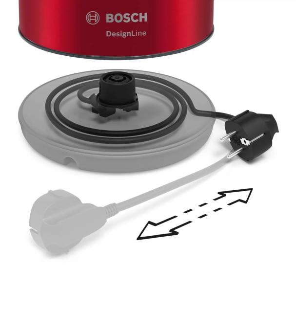 Електрическа кана Bosch TWK3P424, Kettle, DesignLine, 2000-2400 W, 1.7 l, Red