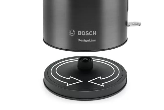 Електрическа кана Bosch TWK5P475, Stainless steel Kettle, 2400 W, 1.7 l, Cup indicator, Optimal spout, Triple Safety function, Covered heater, Gray
