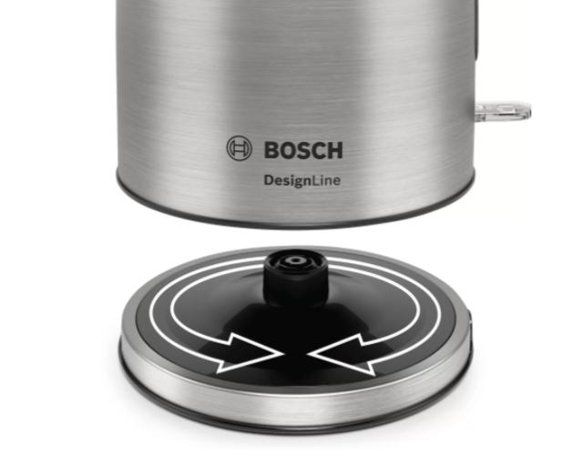 Електрическа кана Bosch TWK5P480, Stainless steel Kettle, 2400 W, 1.7 l, Cup indicator, Optimal spout, Triple Safety function, Covered heater, Stainless steel
