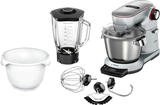 Кухненски робот Bosch MUM9BX5S22, OptiMUM,3D PlanetaryMixing,  1500 W, add.Absolute stirring whisk, Full metal beating whisk, ThermoSafeglass blender , Plastic bowl, Silver