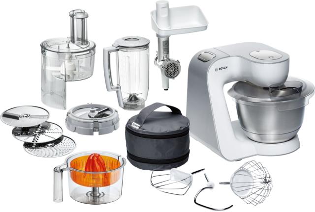 Кухненски робот Bosch MUM54251, Kitchen machine, MUM5, 3D PlanetaryMixing 900 W, add. Plastic blender, Meat mincer, Citrus press, White - Silver