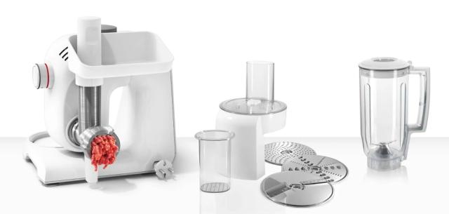 Кухненски робот Bosch MUM58231, Kitchen machine, MUM5, 3D Planetary Mixing 1000 W, add. Plastic blender, Meat mincer, White - Silver