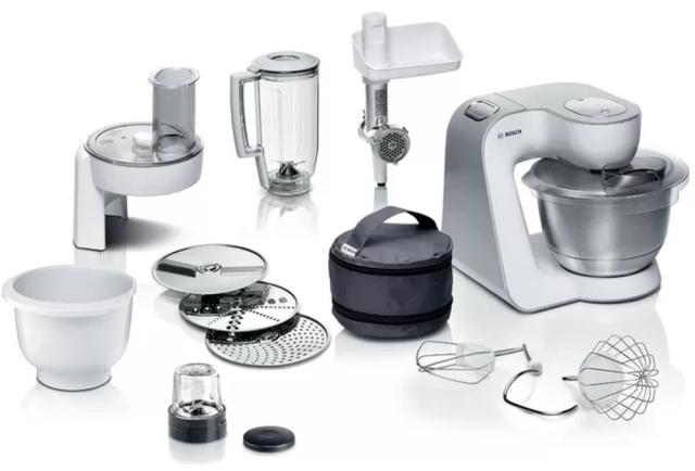 Кухненски робот Bosch MUM58257, Kitchen machine, MUM5, 1000 W, 3D PlanetaryMixing, 7 speeds, 3.9l stainless steel bowl, add accessories, White - silver