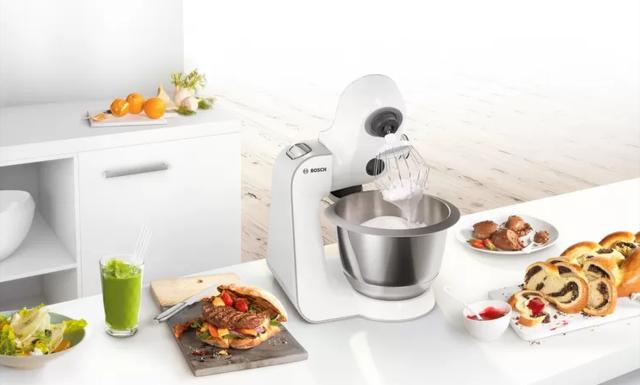 Кухненски робот Bosch MUM58257, Kitchen machine, MUM5, 1000 W, 3D PlanetaryMixing, 7 speeds, 3.9l stainless steel bowl, add accessories, White - silver