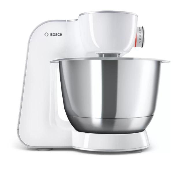 Кухненски робот Bosch MUM58257, Kitchen machine, MUM5, 1000 W, 3D PlanetaryMixing, 7 speeds, 3.9l stainless steel bowl, add accessories, White - silver