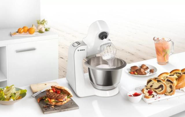 Кухненски робот Bosch MUM58258, Kitchen machine, MUM5, 1000 W, 3D PlanetaryMixing, 7 speeds, 3.9l stainless steel bowl, add accessories, White - silver