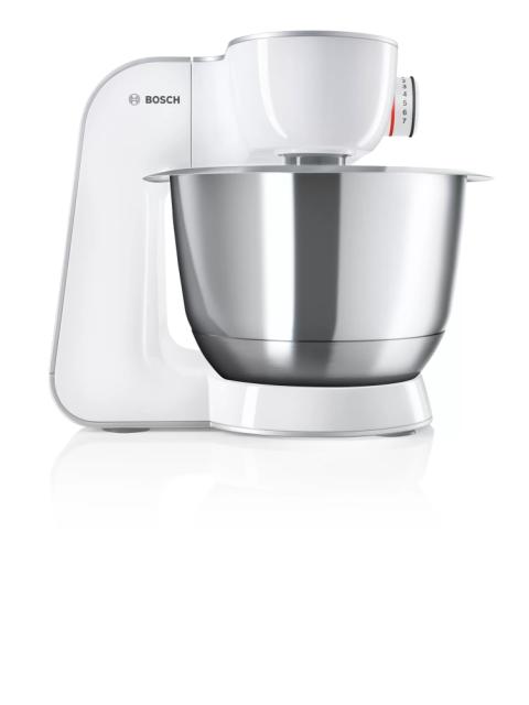 Кухненски робот Bosch MUM58258, Kitchen machine, MUM5, 1000 W, 3D PlanetaryMixing, 7 speeds, 3.9l stainless steel bowl, add accessories, White - silver
