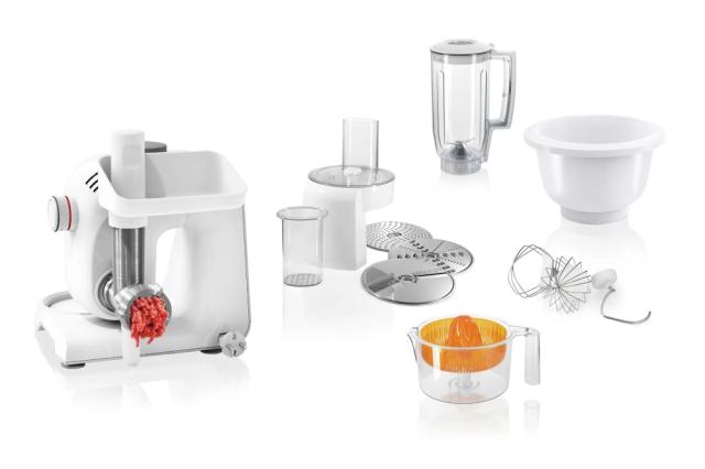 Кухненски робот Bosch MUM58258, Kitchen machine, MUM5, 1000 W, 3D PlanetaryMixing, 7 speeds, 3.9l stainless steel bowl, add accessories, White - silver