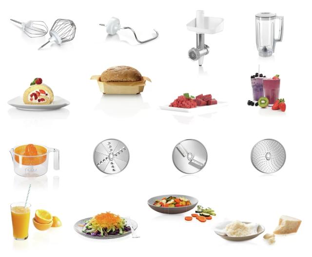 Кухненски робот Bosch MUM58258, Kitchen machine, MUM5, 1000 W, 3D PlanetaryMixing, 7 speeds, 3.9l stainless steel bowl, add accessories, White - silver