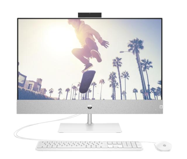 Настолен компютър - всичко в едно HP Pavilion All-in-One 27-ca1001nu Snowflake White, AMD Ryzen 7 5825U(up to 4.5GHz/16MB/8C), 27" FHD Glossy IPS Touch + 5MP Camera, 16GB 3200Mhz 2DIMM, 512GB PCIe SSD, WiFi 6 2x2 +BT, HP Keyboard & HP Mouse, Free DOS