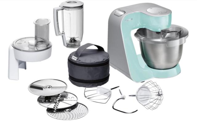 Кухненски робот Bosch MUM58020, Kitchen machine, MUM5, 1000 W, 3D PlanetaryMixing, 7 speeds, 3.9l stainless steel bowl, add accessories,  Turquoise - silver