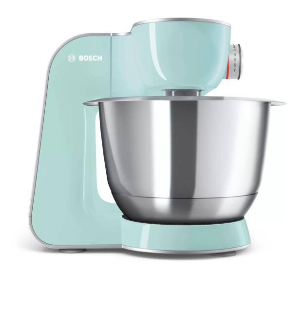 Кухненски робот Bosch MUM58020, Kitchen machine, MUM5, 1000 W, 3D PlanetaryMixing, 7 speeds, 3.9l stainless steel bowl, add accessories,  Turquoise - silver