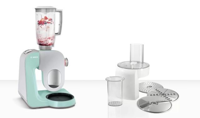 Кухненски робот Bosch MUM58020, Kitchen machine, MUM5, 1000 W, 3D PlanetaryMixing, 7 speeds, 3.9l stainless steel bowl, add accessories,  Turquoise - silver