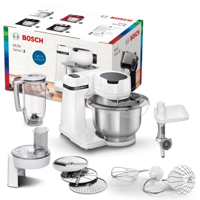 Кухненски робот Bosch MUMS2EW30 Kitchen machine, MUM Serie 2, 700 W, 4 speeds, 3.8l plastic mixing bowl, add accessories, White - white