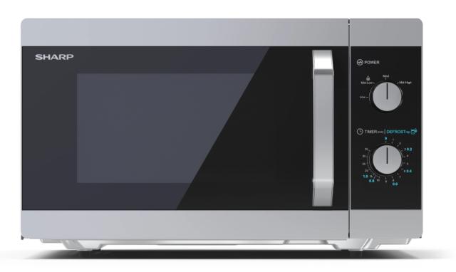 Микровълнова печка Sharp YC-MS31E-S, Manual control, Cavity Material -steel, 23l, 800 W, Defrost, Timer Function, Black/Silver door, Cabinet Colour: Silver