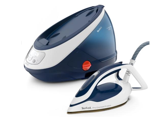 Парогенератор TEFAL GV9221E0 ProExpress Protect, blue, 2600W, electronic temp settings, 7,6bars, 140g/min, steam boost 550g/min, Durilium Airglide Autoclean Ultra Thin soleplate, AD, AO, removable water tank 1,8L, calc collector, lock system, fast he