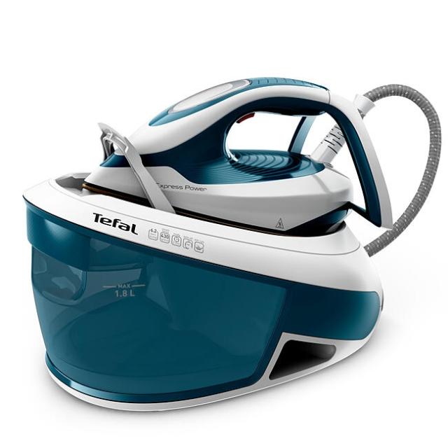 Парогенератор Tefal SV8111E0 EXPRESS POWER, non boiler, blue, 2800W, 2min heat up - manual setting - pump pressure 6.2 bars - 120g/min - steam boost 430g/min - DAC soleplate - removable water tank 1,8L - auto off - eco - lock system - removable anti 