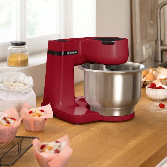 Кухненски робот Bosch MUMS2ER01 Kitchen machine, MUM Serie 2, Multi-motion-drive, 700 W, 4 speeds, 3.8l stainless steel bowl, Red - red