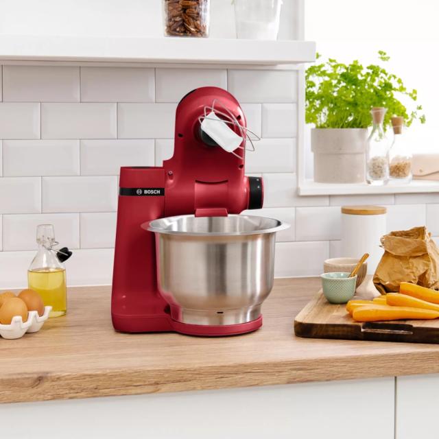 Кухненски робот Bosch MUMS2ER01 Kitchen machine, MUM Serie 2, Multi-motion-drive, 700 W, 4 speeds, 3.8l stainless steel bowl, Red - red